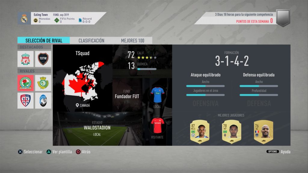 FIFA 20 Squad Battles de FUT (En los menús)