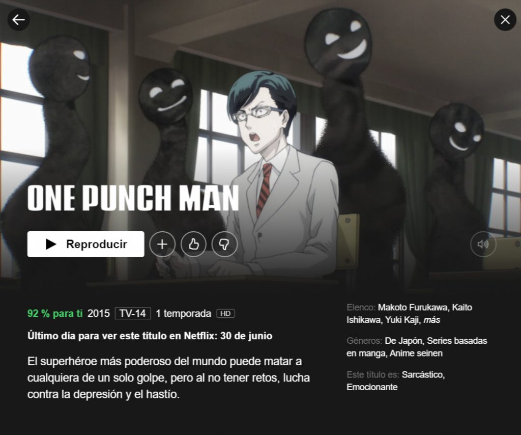Netflix pode perder One Punch Man em breve - Combo Infinito
