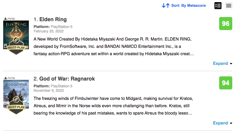 Las notas de todos los God of War en Metacritic